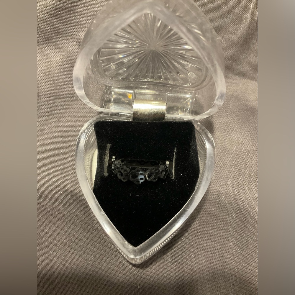 NWOT 304 Stainless Steel Black Cat Paw Open Back Adj. Size Ring in box #559 - Picture 2 of 6